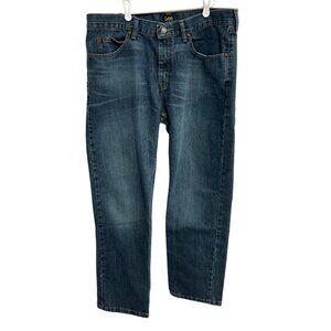 Lee Mens Regular Fit Jeans 36x30 Blue Denim Cotton & Polyester
